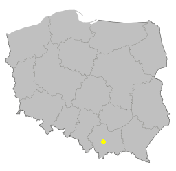 Poland country map and dot yellow
