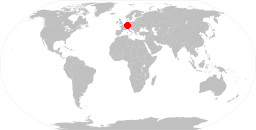 World map and dot on Krakow