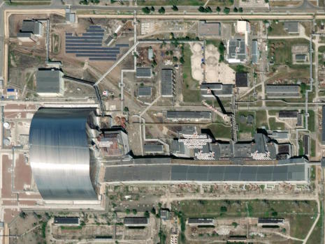 Zdjęcie satelitarne elektrowni atomowej w Czarnobylu z mapy.cz