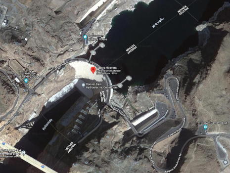 Zdjęcie satelitarne zapory Hoovera.