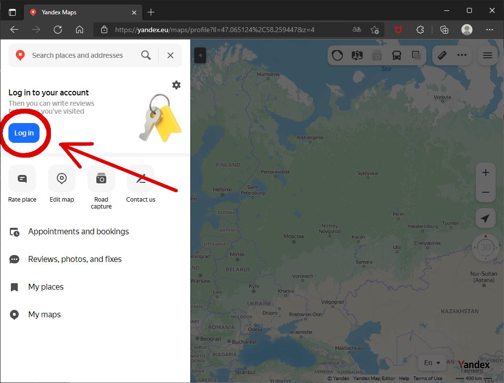 Yandex map - zakładanie konta krok 2