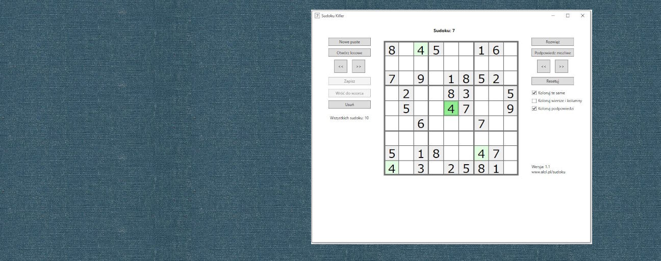 Screenshot programu Sudoku Killer