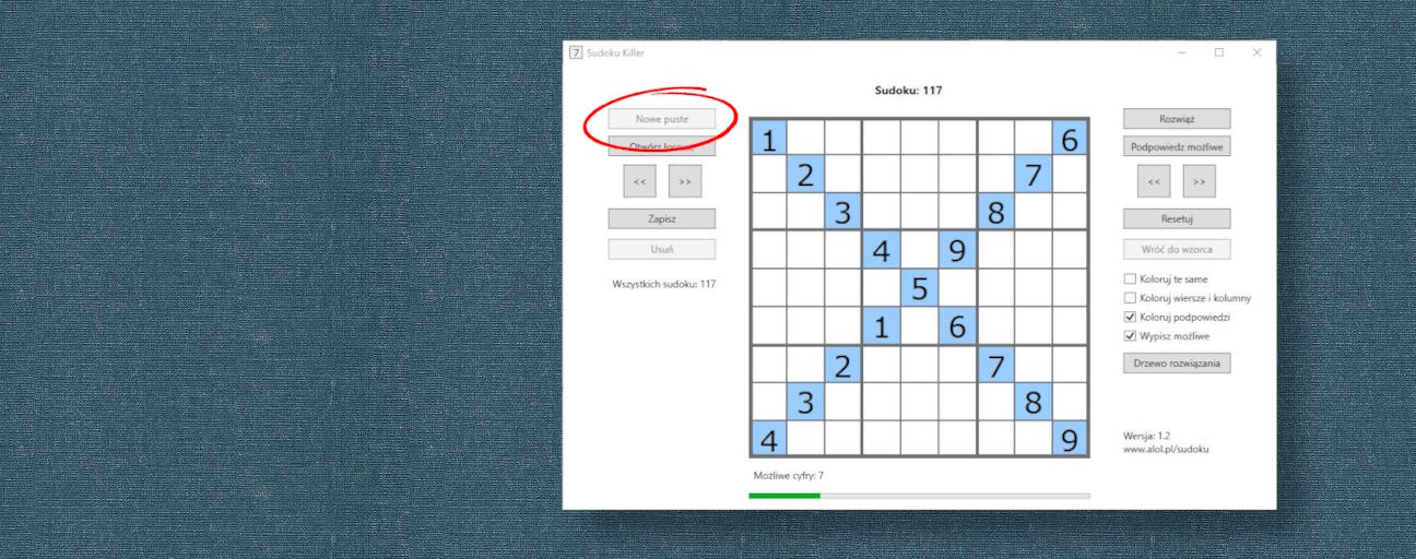 Sudoku Killer - przykładowe sudoku
